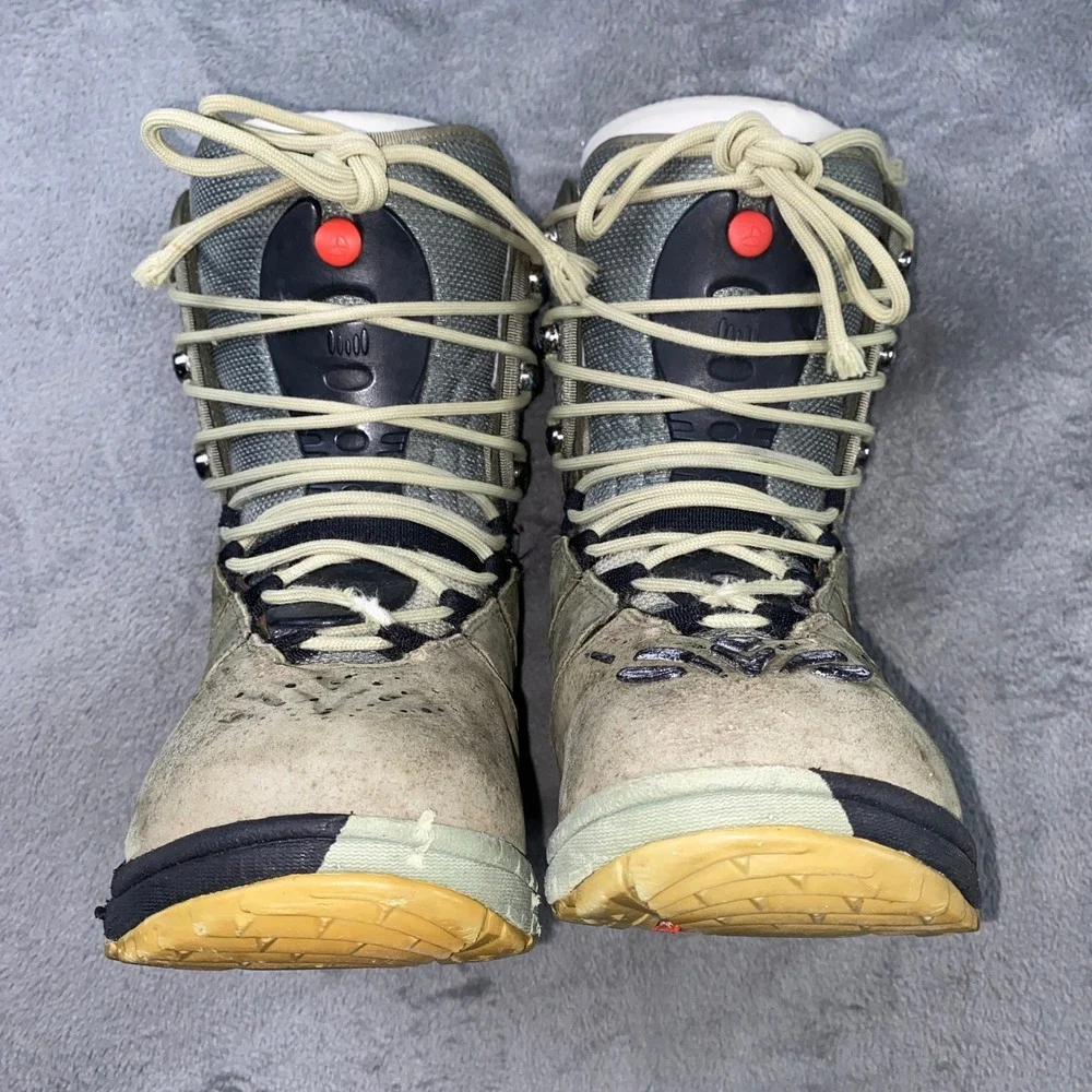 Burton Snowboard Boots Mens‎ 7 Zone Olive Green Tan Black Lace Up Vintage